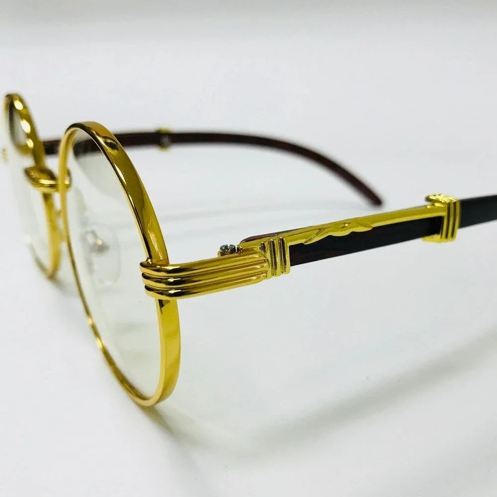 Clear Lens Eye Glasses Round Gold Rimless Hip Hop Trendy Street Wear Sunglasses‎